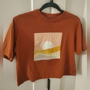 Twik Burnt Orange Cropped Tee, Super Cute, EUC Sz.M 100% Cotton